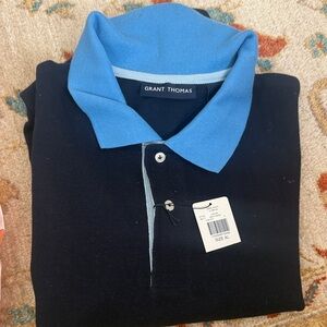 Grant Thomas Men's Black and Blue Polo Shirt
